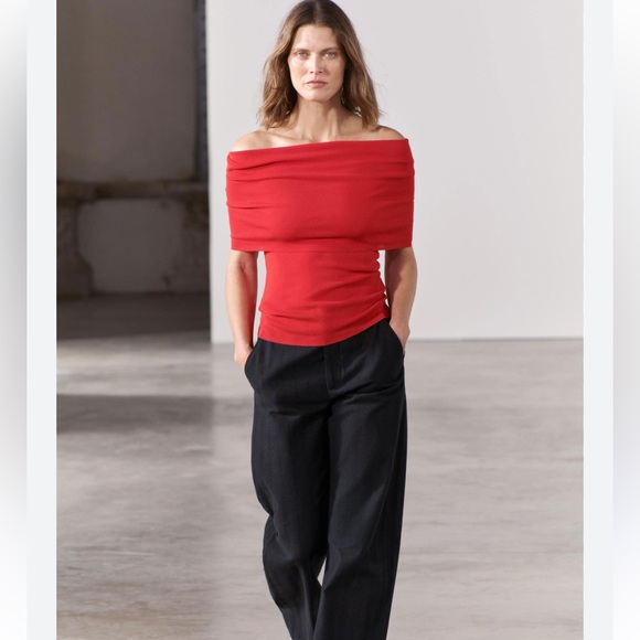 Zara OFF THE SHOULDER KNIT TOP - Picture 1 of 3